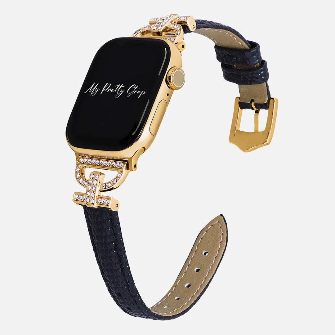 Glam Leather Pave Apple Watch Strap